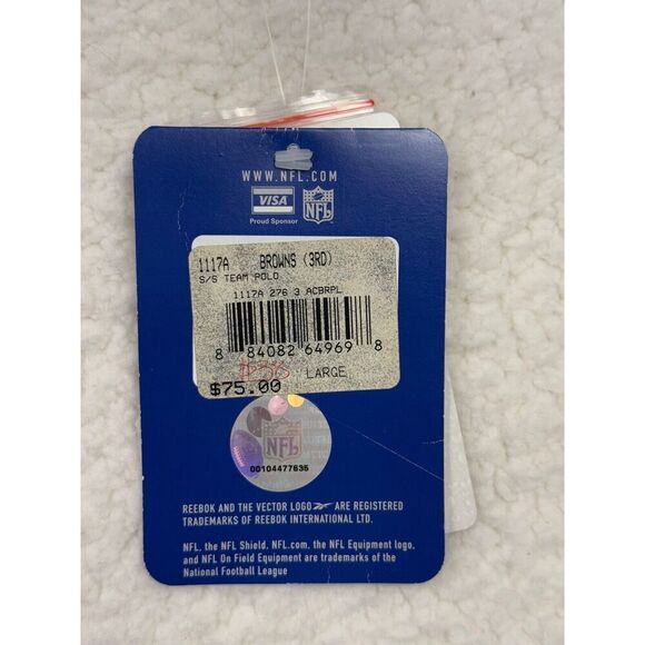 NEW Cleveland Browns Shirt Mens Brown Reebok Polo Golf Short Sleeve NFL Sz Large - Picture 3 of 9